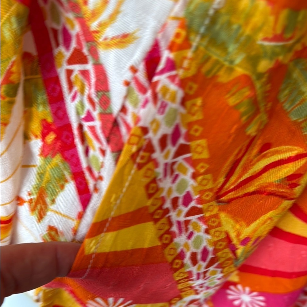 Haute Hippie White Multi Tropical Pineapple Belted Kimono Jacket Size Medium NWT - Picture 3 of 14